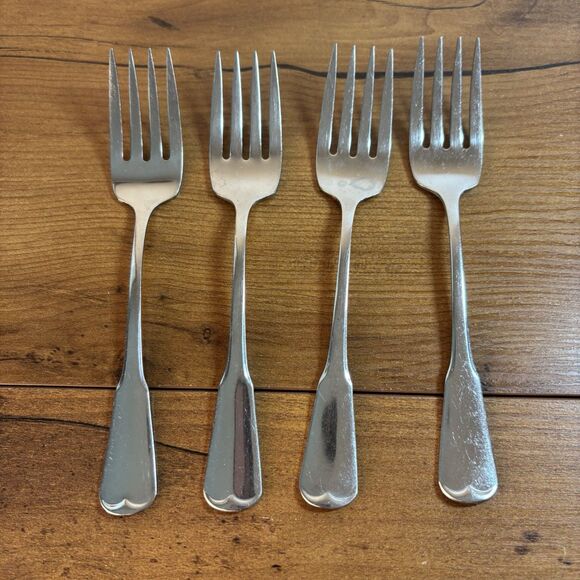 4~Oneida American Colonial Salad Dessert Forks 6.5" Cube Box Heirloom Stainless
